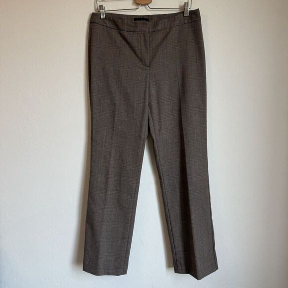 Talbots Signature Dress Pants Brown Plaid Straight Leg Trousers Sz 8 Career Wear - Picture 1 of 11